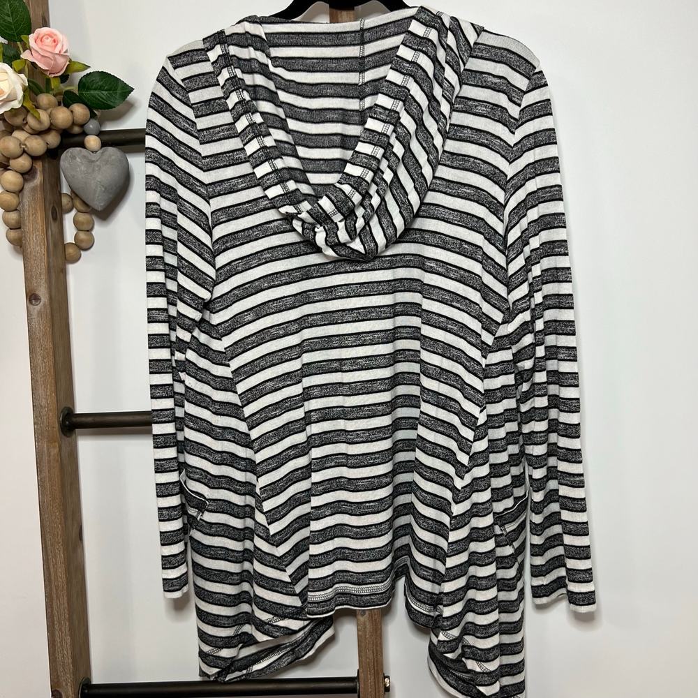Vince Camuto Long Sleeve Lighweight‎ Black White Cardigan Hoodie Size Medium - Picture 5 of 8